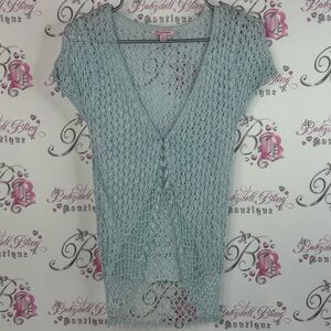 Spicy sugar cardigan overlay crochet beaded Chic Lace Knit Blouse in Soft Blue